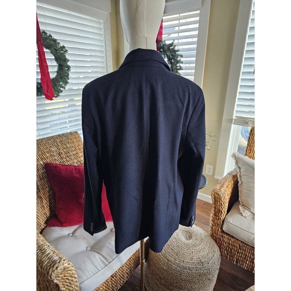 Lands' End Navy Blue Two Button Ponte Blazer Size 16 Career‎ Preppy Nautical - Picture 3 of 8